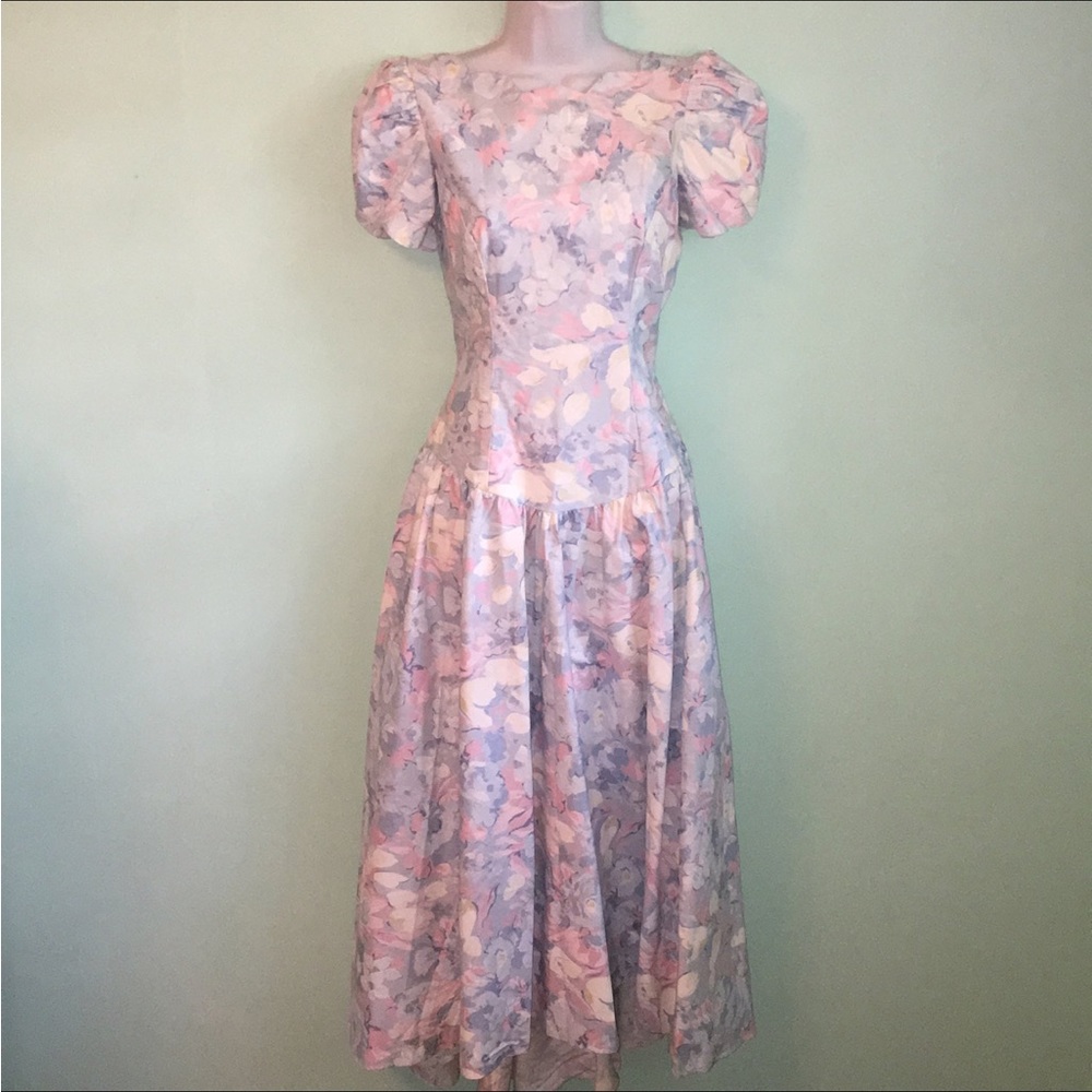 👑 Vintage 80’s Alfred Angelo Floral Chintz Tea Dress Size Small